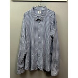 Kilburne Finch Mens 5X Gingham Button Down Shirt Blue Ice Yarn Wrinkle Free‎